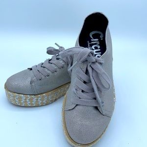 Circus by Sam Edelman Metallic Espadrilles Platforms Silver Lace up Sneakers